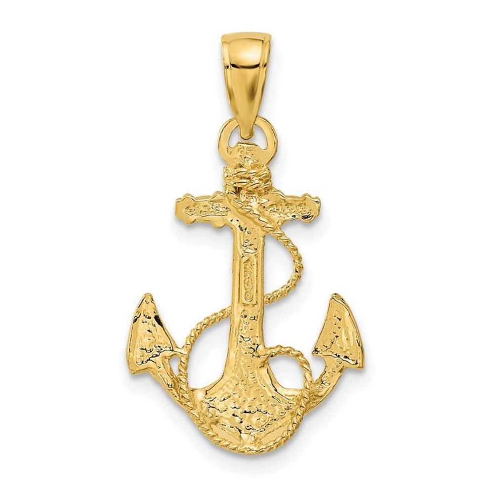 10k Yellow Gold Solid Polished Anchor Pendant - image 8